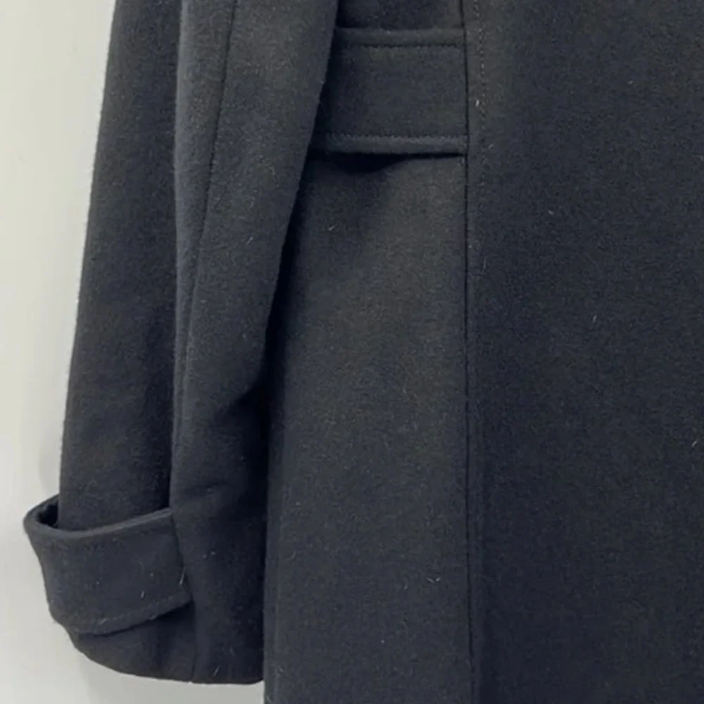 NAUTICA Black WITH GRAY FUR WOOL PARKA TOGGLE TUSK BUTTON PENNY LANE COAT M - Picture 7 of 10